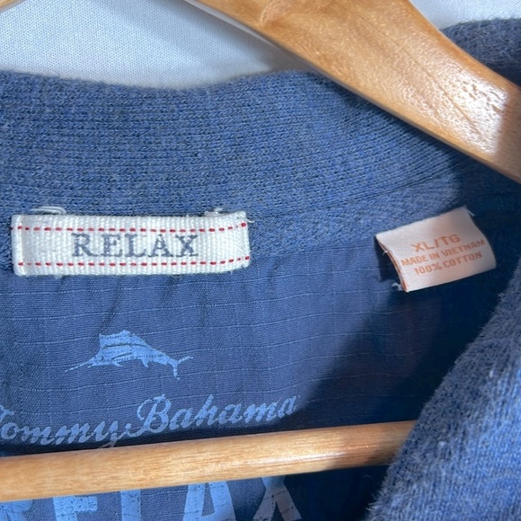 Tommy Bahama Relax 100% Cotton Sweatshirt Blue Swordfish Quarter Zip XL - Picture 2 of 9